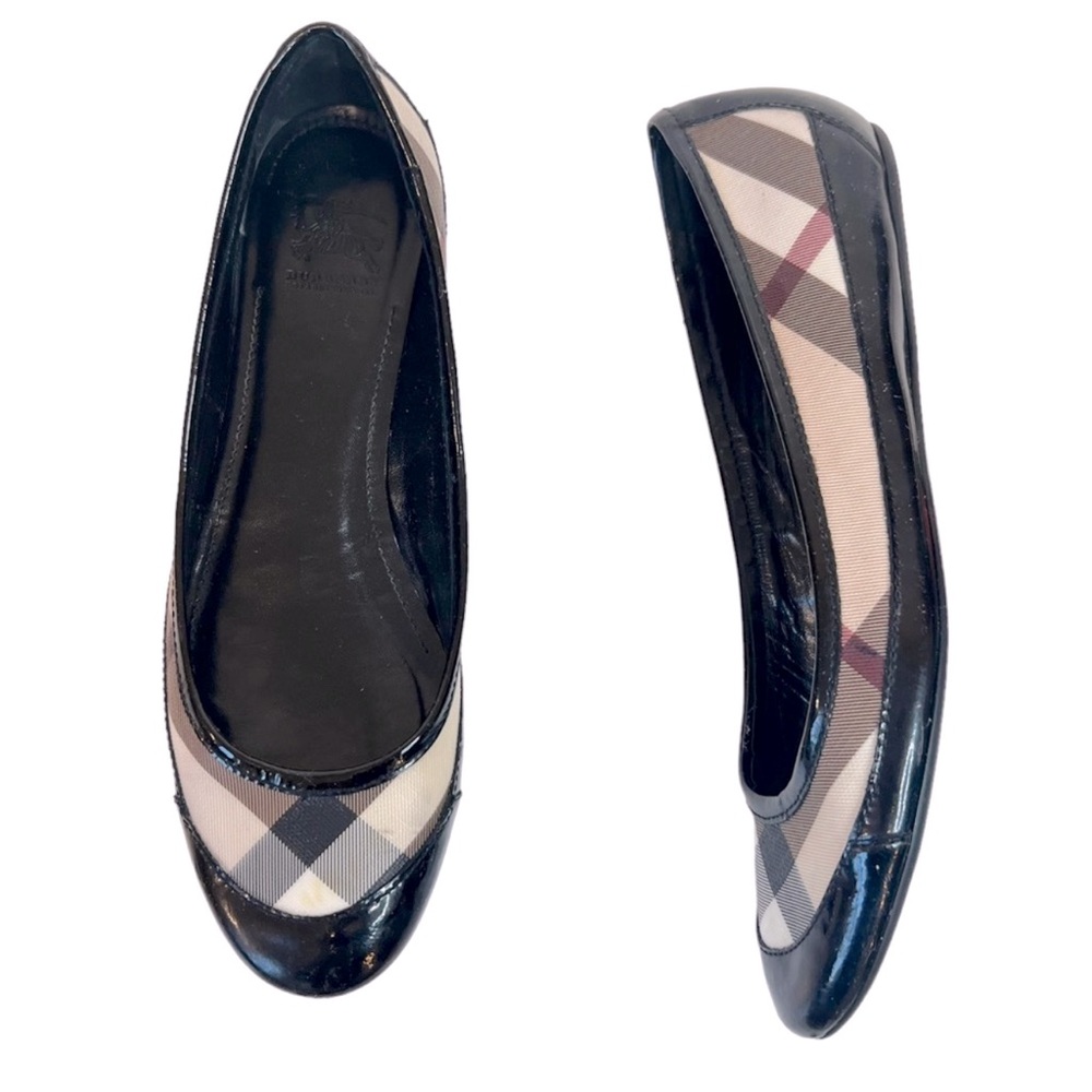 Burberry Womens Nova Check Plaid  Ballet Flat Size 37.5 US 7.5   NWOB